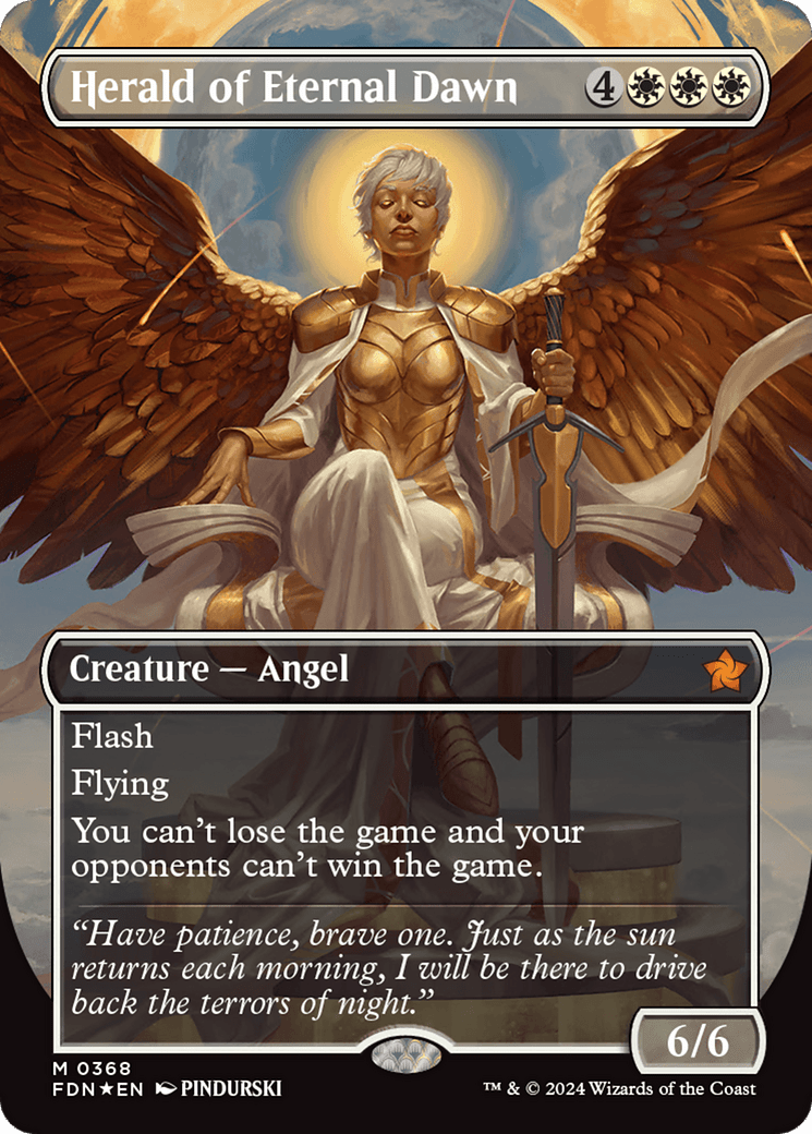 Herald of Eternal Dawn (Borderless) (Mana Foil) [Foundations] - Card Brawlers