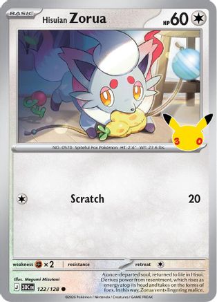 Hisuian Zorua (122/128) - Holofoil [ME 30th Celebration] - Card Brawlers