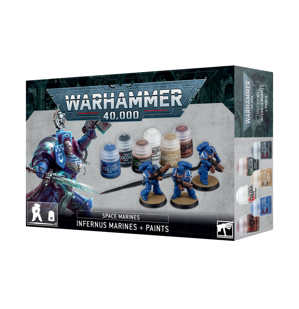 Space Marines: Infernus Marines + Paints Set (PREORDER) July 22, 2023 - Card Brawlers | Quebec | Canada | Yu-Gi-Oh!