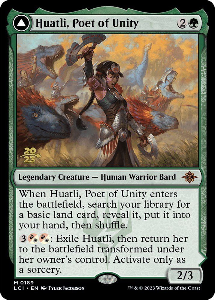 Huatli, Poet of Unity // Roar of the Fifth People [The Lost Caverns of Ixalan Prerelease Cards] - Card Brawlers
