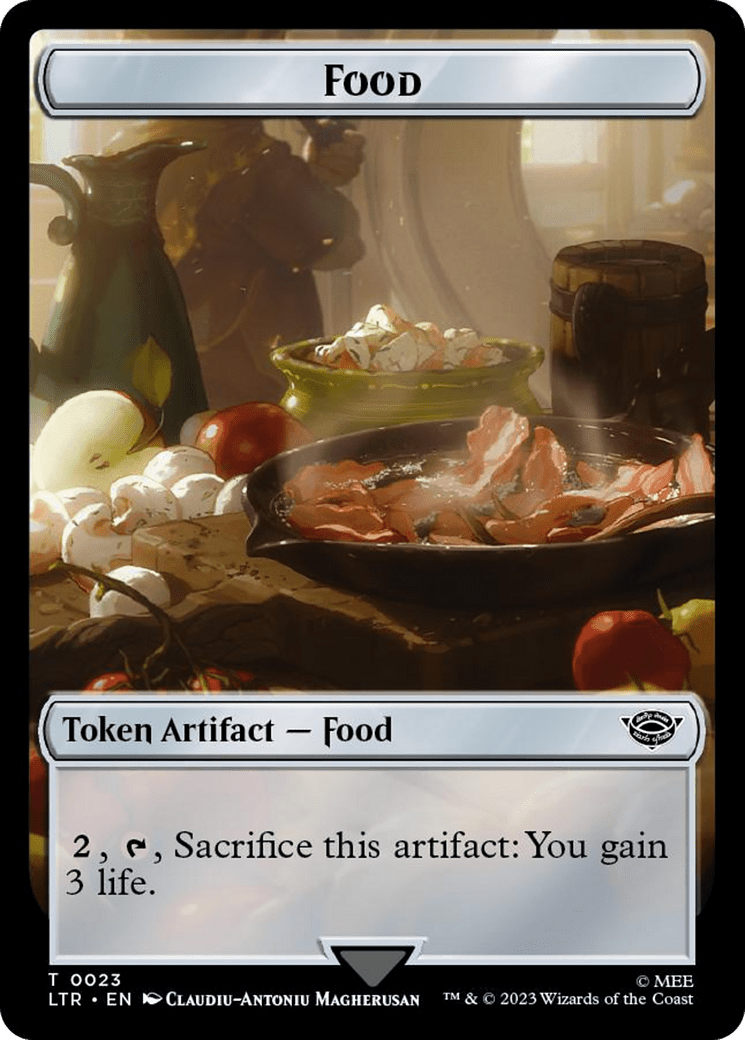 Human Soldier (0015) // Food (0023) Double - Sided Token (Surge Foil) [The Lord of the Rings: Tales of Middle - Earth Tokens] - Card Brawlers