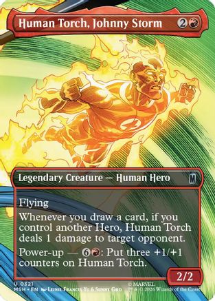 Human Torch, Johnny Storm (Borderless) (MSH-321) - Marvel Super Heroes Foil - Card Brawlers