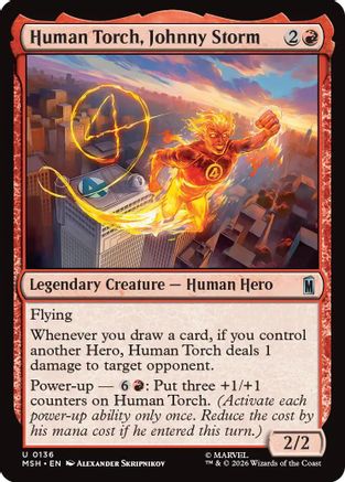 Human Torch, Johnny Storm (MSH-136) - Marvel Super Heroes Foil - Card Brawlers