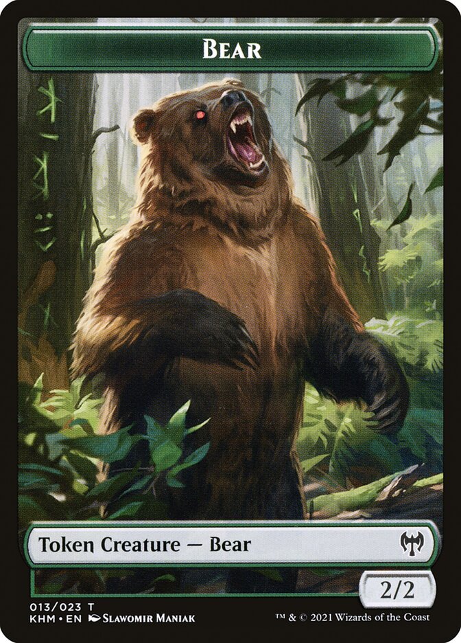 Human Warrior // Bear Double - Sided Token [Kaldheim Tokens] - Card Brawlers