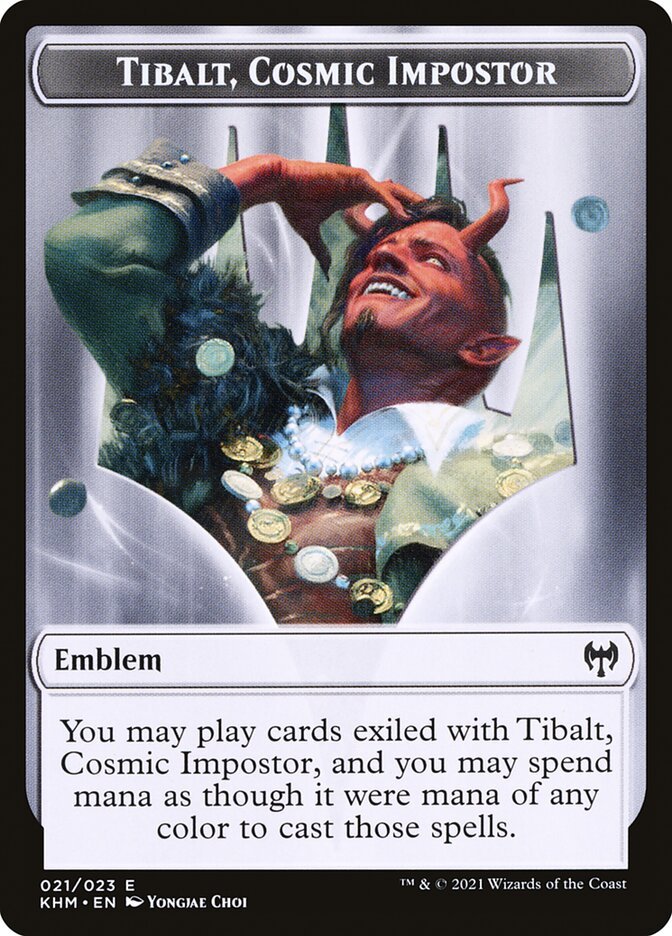 Human Warrior // Tibalt, Cosmic Impostor Emblem Double - Sided Token [Kaldheim Tokens] - Card Brawlers