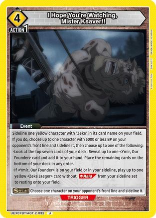 I Hope You're Watching, Mister Ksaver!! (UEX07BT/AOT-2-032) - UEX07BT Attack on Titan Vol 2 - Card Brawlers