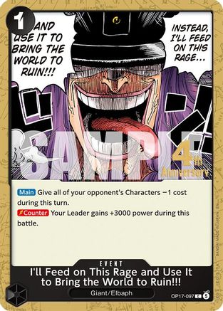 I'll Feed on This Rage and Use It to Bring the World to Ruin!!! (OP17-097) - The World's Strongest Warriors Release Event Cards - Card Brawlers