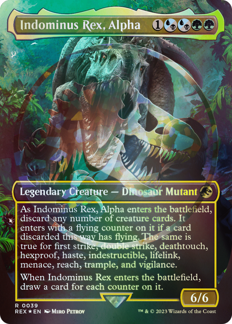 Indominus Rex, Alpha (Emblem) (Borderless) [Jurassic World Collection Tokens] - Card Brawlers
