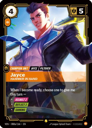 Jayce - Hammer in Hand (Alternate Art) (088a/166) - Vendetta Foil - Card Brawlers