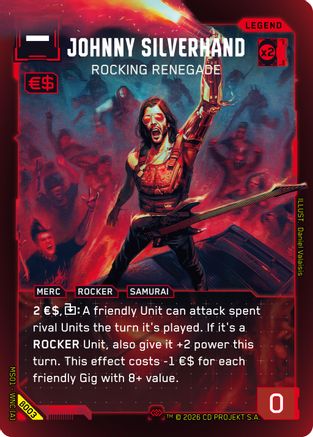 Johnny Silverhand - Rocking Renegade (Secret) (B003) - Welcome to Night City Beta Foil - Card Brawlers