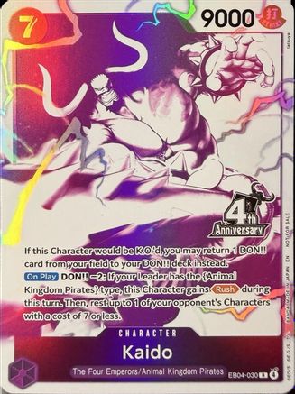 Kaido (4th Anniversary Treasure Campaign Pack) (EB04-030) - One Piece Promotion Cards Foil - Card Brawlers