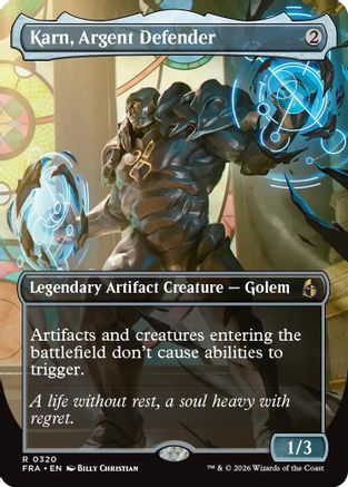 Karn, Argent Defender (Borderless) (FRA-320) - Reality Fracture Foil - Card Brawlers