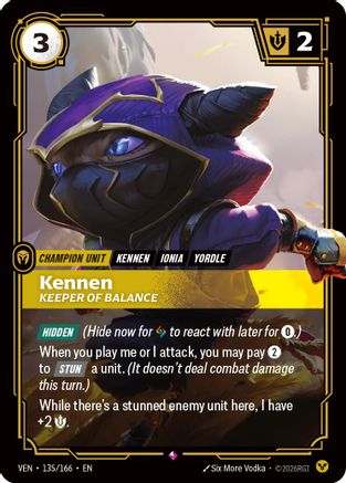 Kennen - Keeper of Balance (135/166) - Vendetta Foil - Card Brawlers