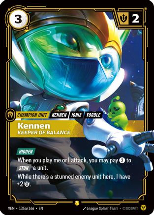Kennen - Keeper of Balance (Alternate Art) (135a/166) - Vendetta Foil - Card Brawlers