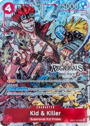 Kid & Killer (CS 25-26 Regionals Textured Chase Promo) (EB01-003) - One Piece Promotion Cards Foil - Card Brawlers