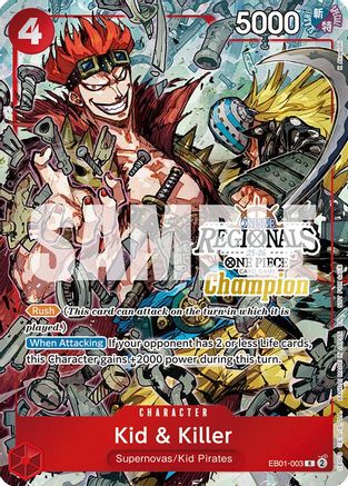 Kid & Killer (Online Regional Champion Card Set 2025 Vol.2) (EB01-003) - One Piece Promotion Cards Foil - Card Brawlers