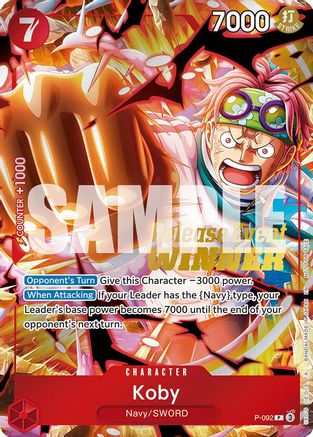 Koby (OP12 Release Event Winner) (P-092) - One Piece Promotion Cards Foil - Card Brawlers