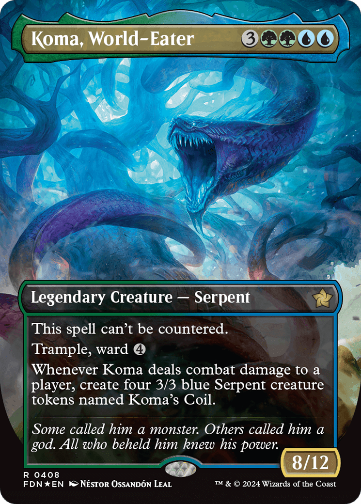 Koma, World - Eater (Borderless) (Mana Foil) [Foundations] - Card Brawlers