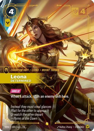 Leona - Determined (Overnumbered) (184/166) - Vendetta Foil - Card Brawlers