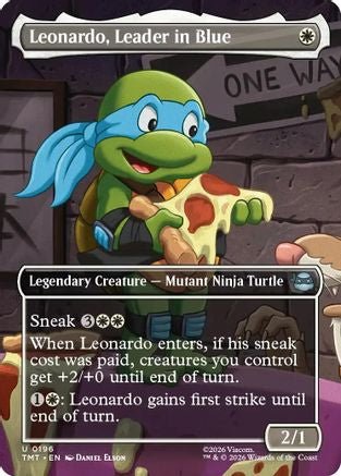Leonardo, Leader in Blue (Borderless) (TMT-196) - Teenage Mutant Ninja Turtles - Card Brawlers