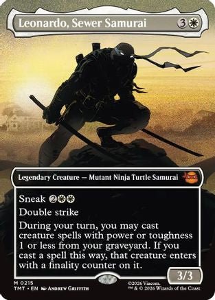 Leonardo, Sewer Samurai (Borderless) (TMT-215) - Teenage Mutant Ninja Turtles Foil - Card Brawlers