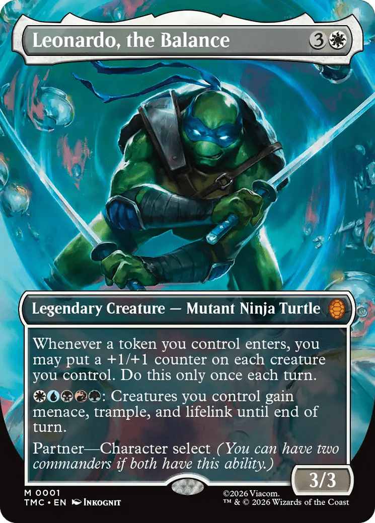 Leonardo, the Balance (Borderless) [Teenage Mutant Ninja Turtles Commander] - Card Brawlers