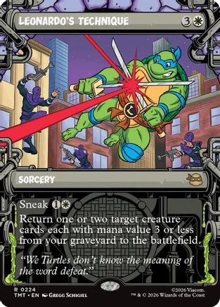 Leonardo's Technique (Showcase) (TMT-224) - Teenage Mutant Ninja Turtles Foil - Card Brawlers
