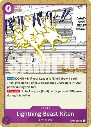 Lightning Beast Kiten (OP15-076) - Adventure on Kami's Island Release Event Cards - Card Brawlers