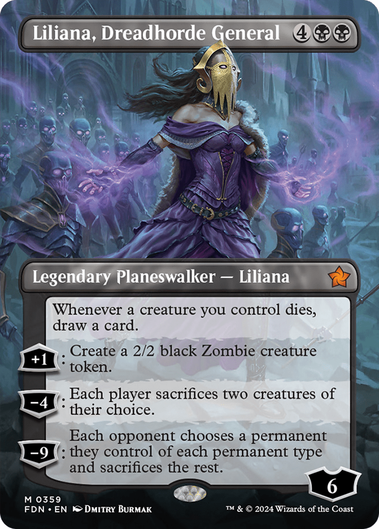 Liliana, Dreadhorde General (Borderless) [Foundations] - Card Brawlers