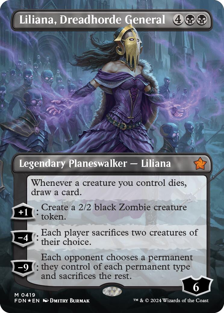 Liliana, Dreadhorde General (Borderless) (Mana Foil) [Foundations] - Card Brawlers