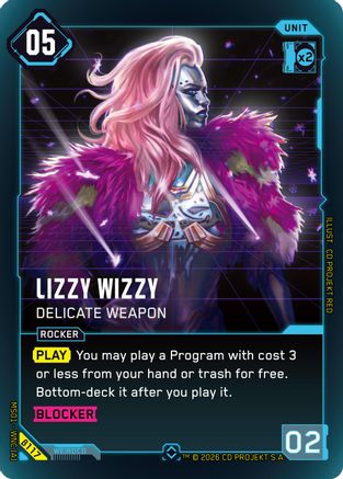 Lizzy Wizzy - Delicate Weapon (B117) - Welcome to Night City Beta Foil - Card Brawlers