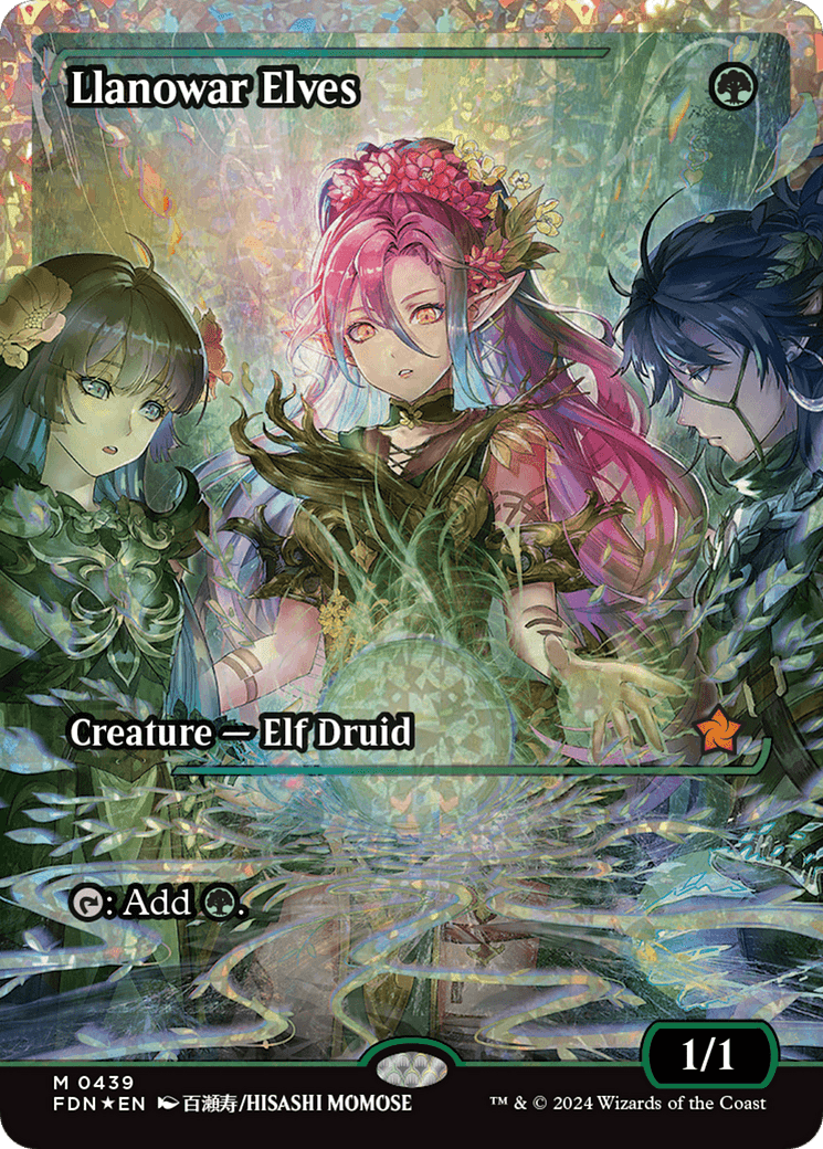 Llanowar Elves (Showcase) (Fracture Foil) [Foundations] - Card Brawlers