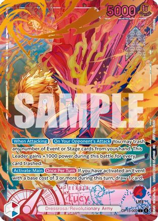 Lucy (Flame-Flame Fruit Coliseum) (OP15-002) - One Piece Promotion Cards Foil - Card Brawlers