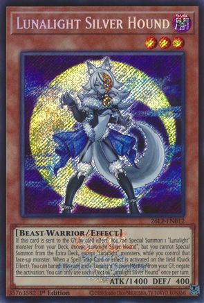 Lunalight Silver Hound (Emblazoned Secret Rare) (26LP-EN012) - Limited Pack World Championship 2026 1st Edition - Card Brawlers