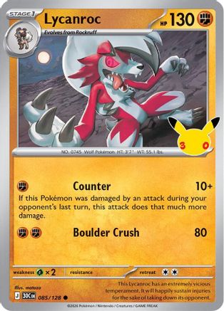 Lycanroc (085/128) - Holofoil [ME 30th Celebration] - Card Brawlers