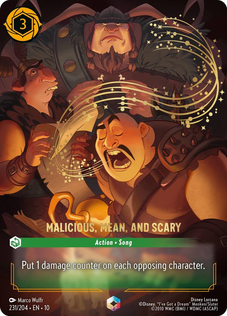 Malicious, Mean, and Scary (Enchanted) (231/204) [Whispers in the Well] - Card Brawlers