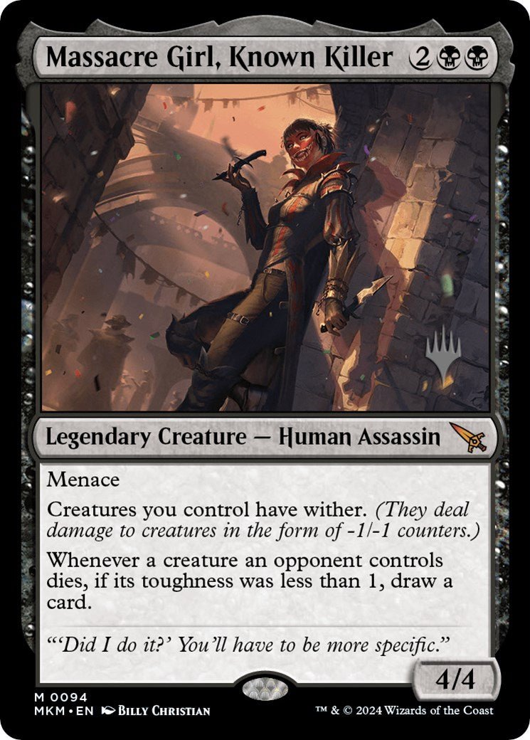 Massacre Girl, Known Killer (Promo Pack) [Murders at Karlov Manor Promos] - Card Brawlers