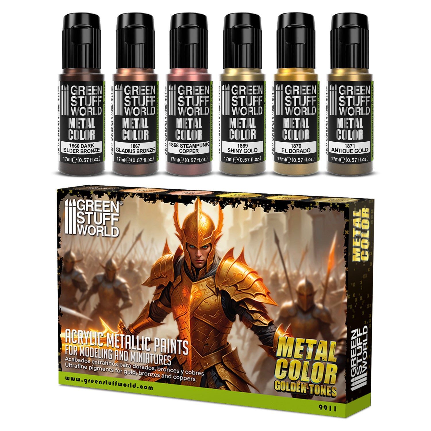 Metallic Paints Set - Gold - Green Stuff World - Card Brawlers | Quebec | Canada |