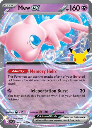 Mew ex (066/128) - Holofoil [ME 30th Celebration] - Card Brawlers