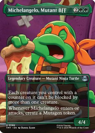 Michelangelo, Mutant BFF (Borderless) (TMT-198) - Teenage Mutant Ninja Turtles Foil - Card Brawlers