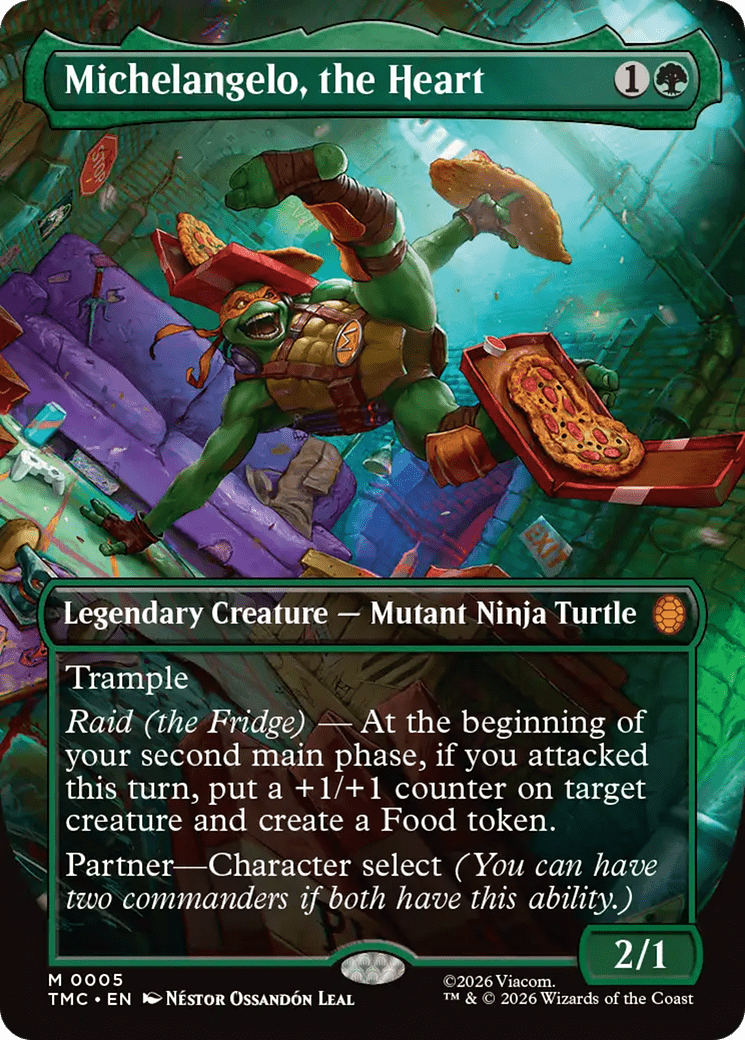Michelangelo, the Heart (Borderless) [Teenage Mutant Ninja Turtles Commander] - Card Brawlers