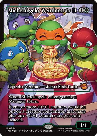 Michelangelo, Weirdness to 11 (Showcase) (TMT-288) - Teenage Mutant Ninja Turtles Foil - Card Brawlers