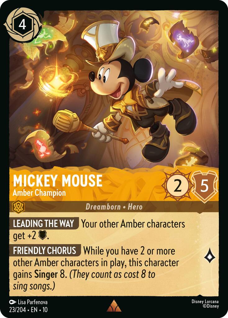 Mickey Mouse - Amber Champion (23/204) [Whispers in the Well] - Card Brawlers