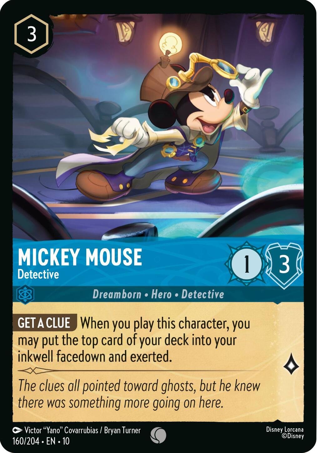 Mickey Mouse - Detective (160/204) [Whispers in the Well] - Card Brawlers