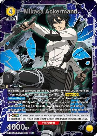 Mikasa Ackermann (008) (Box Topper Silver Foil) (UEX07BT/AOT-2-008) - UEX07BT Attack on Titan Vol 2 Foil - Card Brawlers