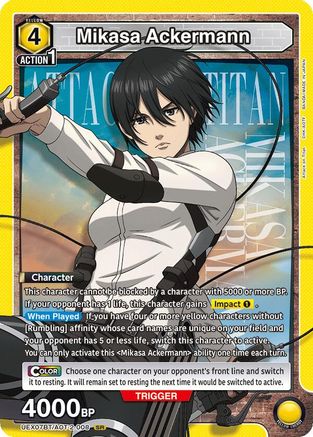 Mikasa Ackermann (008) (UEX07BT/AOT-2-008) - UEX07BT Attack on Titan Vol 2 Foil - Card Brawlers