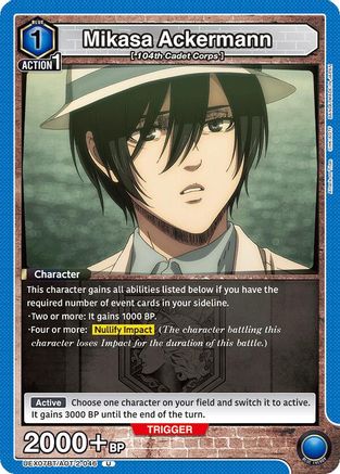 Mikasa Ackermann (046) (UEX07BT/AOT-2-046) - UEX07BT Attack on Titan Vol 2 - Card Brawlers