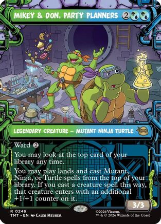 Mikey & Don, Party Planners (Showcase) (TMT-246) - Teenage Mutant Ninja Turtles Foil - Card Brawlers