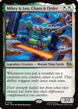 Mikey & Leo, Chaos & Order (TMT-158) - Teenage Mutant Ninja Turtles Foil - Card Brawlers