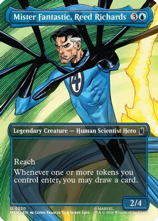 Mister Fantastic, Reed Richards (Borderless) (MSH-320) - Marvel Super Heroes Foil - Card Brawlers